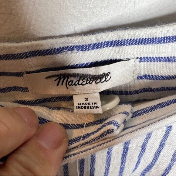 Madewell Harlow Wide Leg Pant 100% Linen Bluestone Stripe Size 2 - Picture 5 of 7